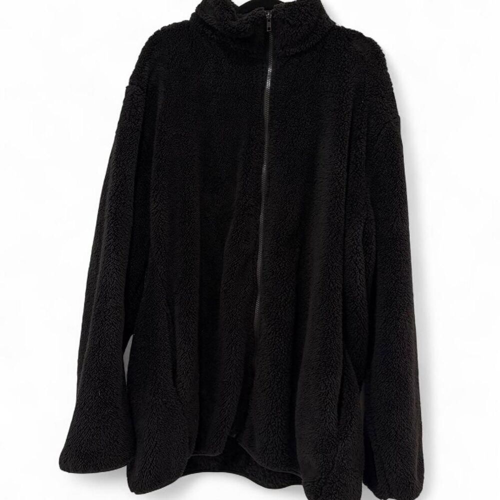 black sherpa fleece zip up jacket